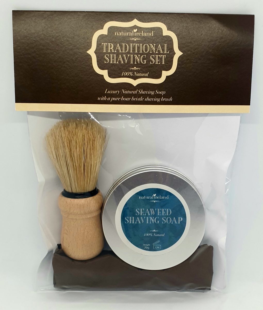 Shaving Gift Set with Seaweed Shaving Soap & Pure Boar Brush